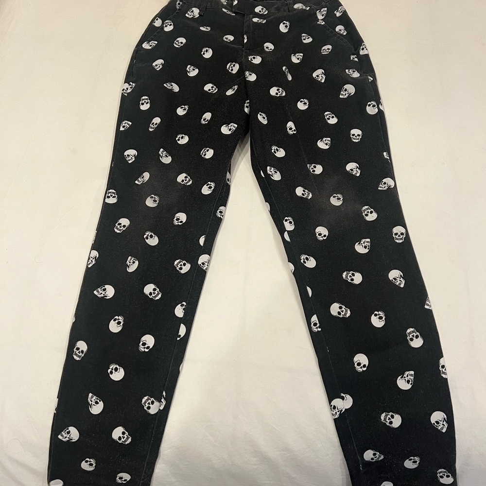 Hot Topic Black Jeans with Skull Pattern